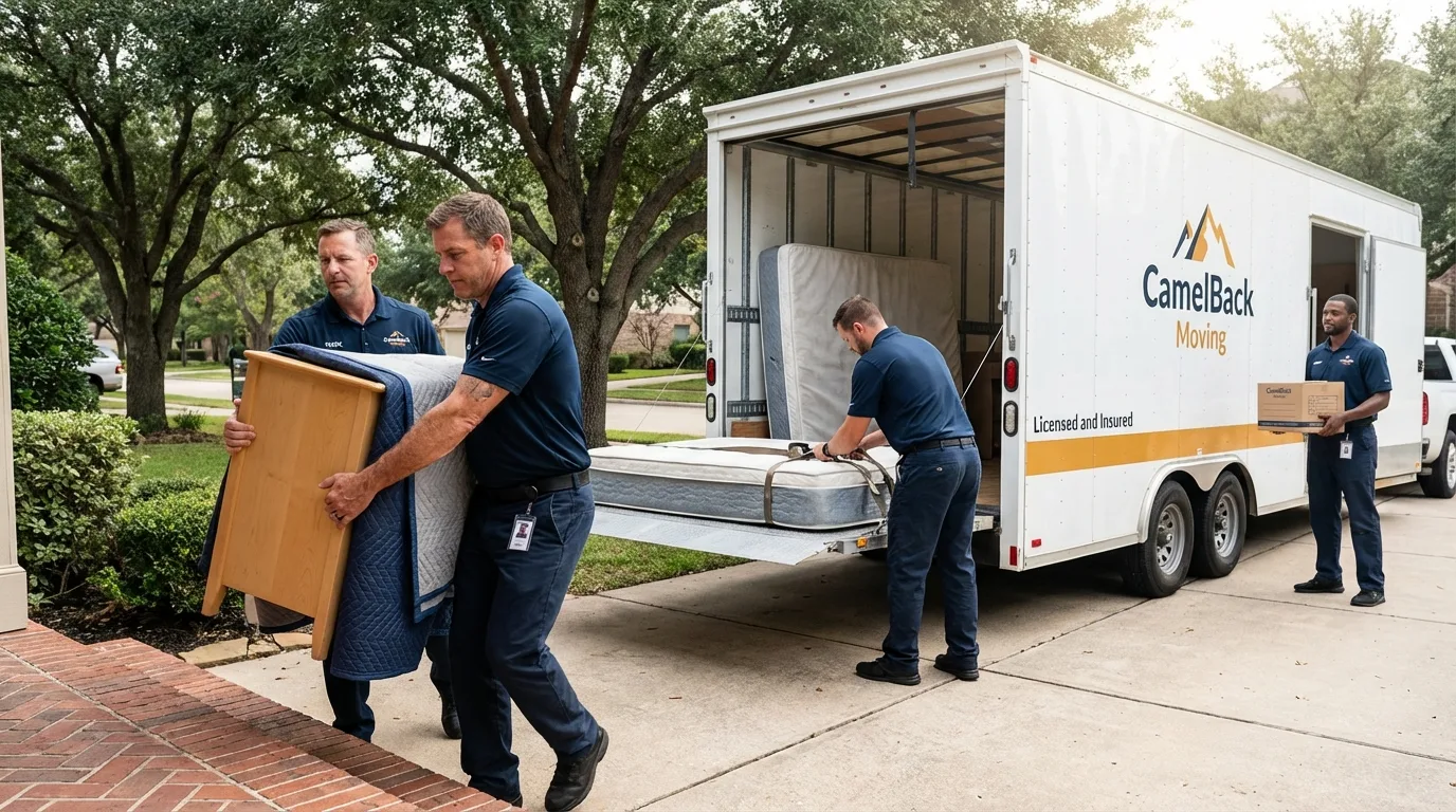 Crew loading residential truck for cross-state move from Gainesville, VA